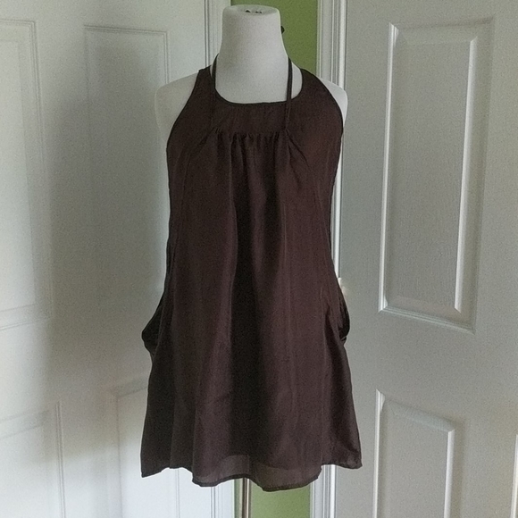Silk Halter Mini Dress in Rich Brown, Size XS - Picture 2 of 8